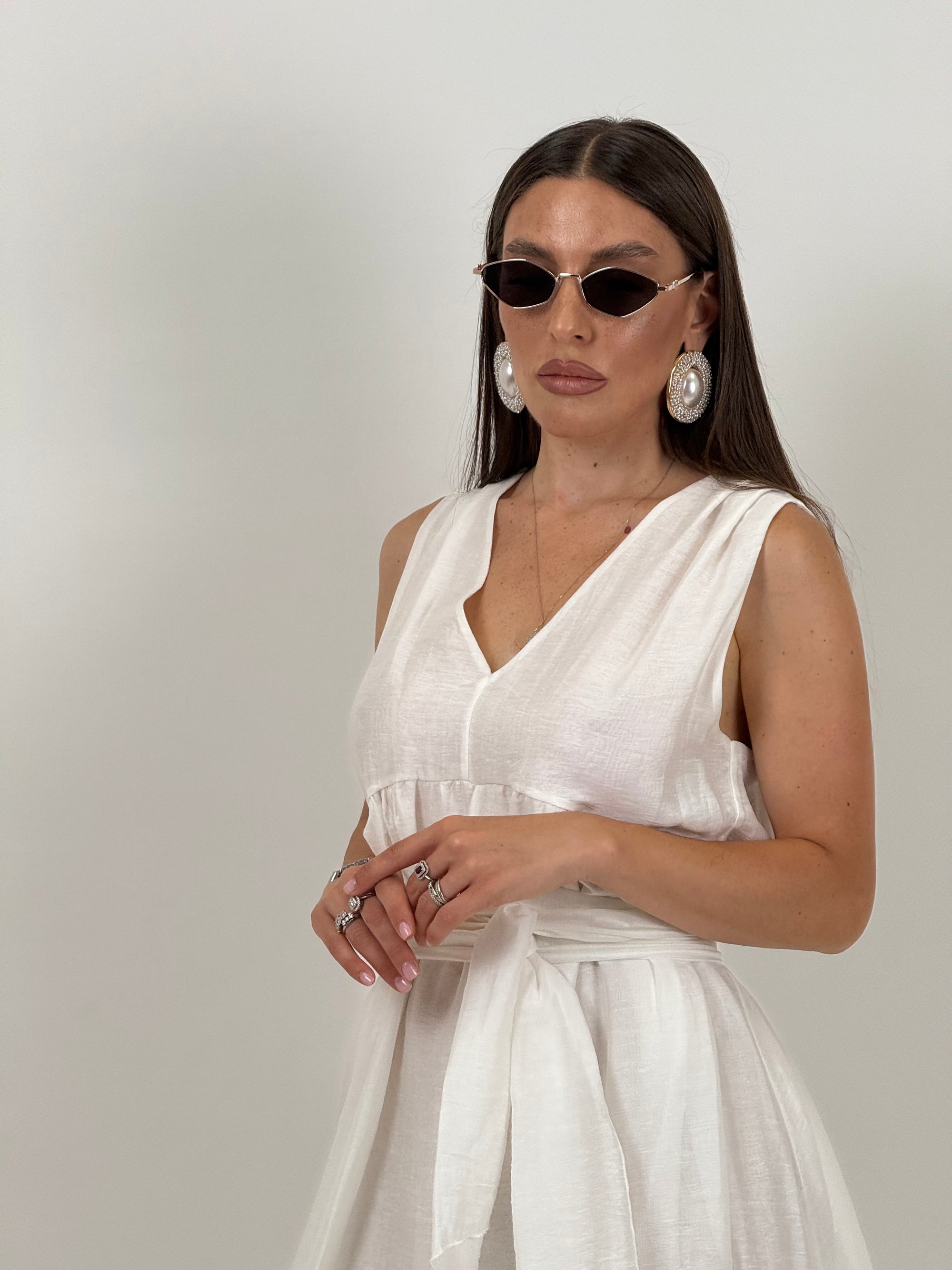 Abito IMMAGINATION - abito lungo in organza con cintura in vita