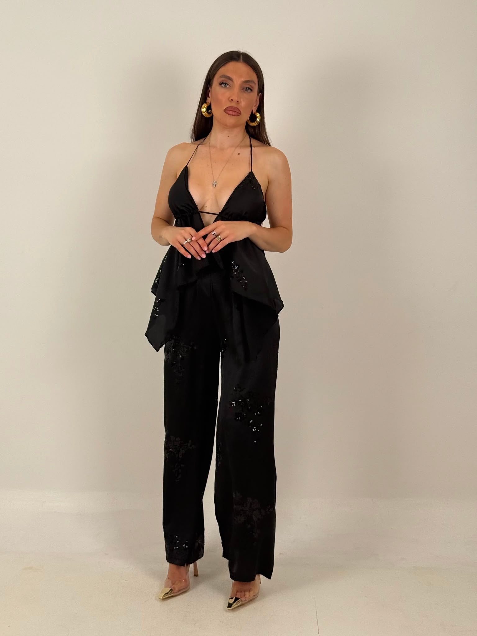 CORDSET MARIA - completo composto da top e pantalone in paillettes