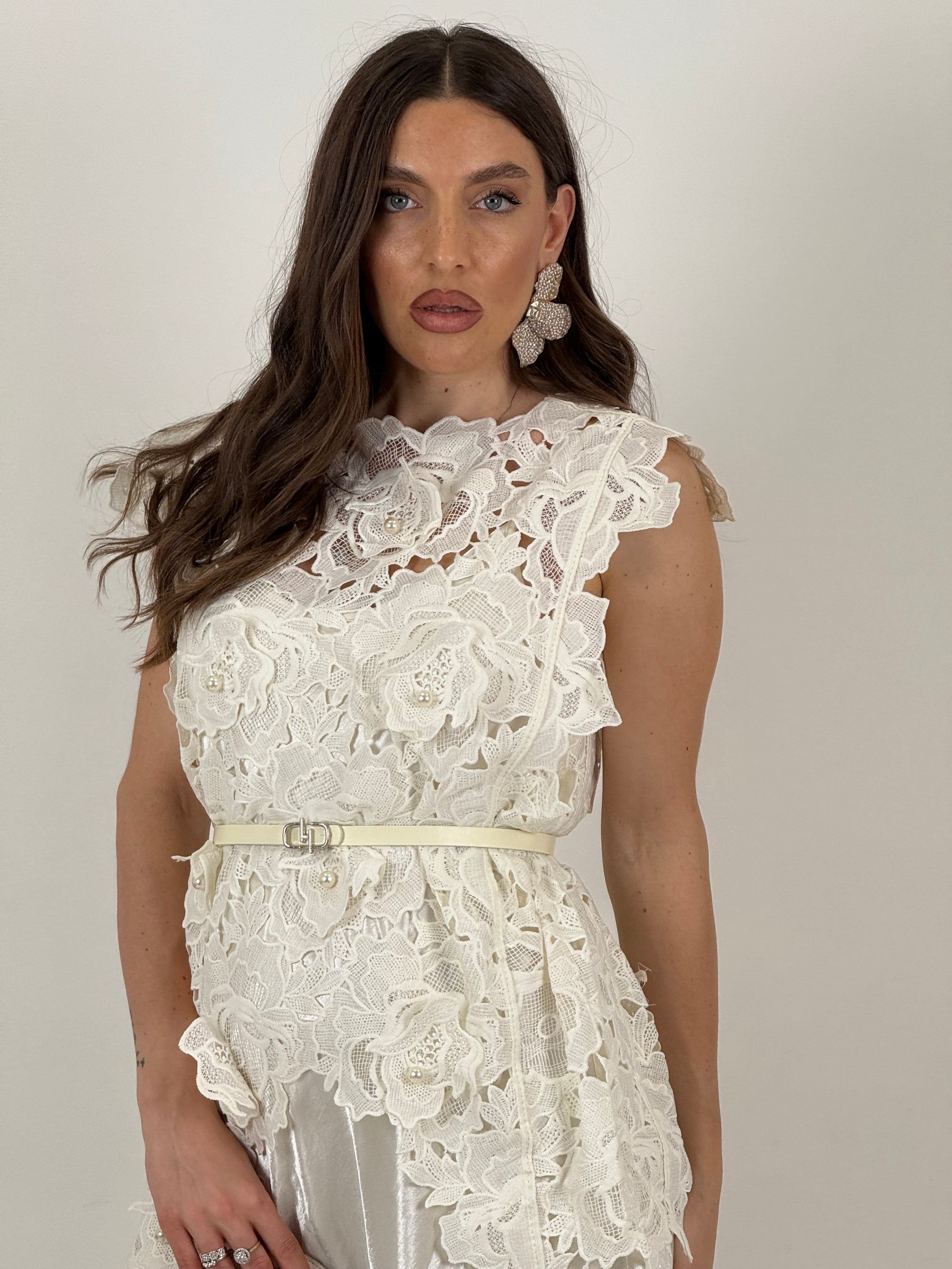 Abito MARRY - abito lungo con corpetto in pizzo macrame