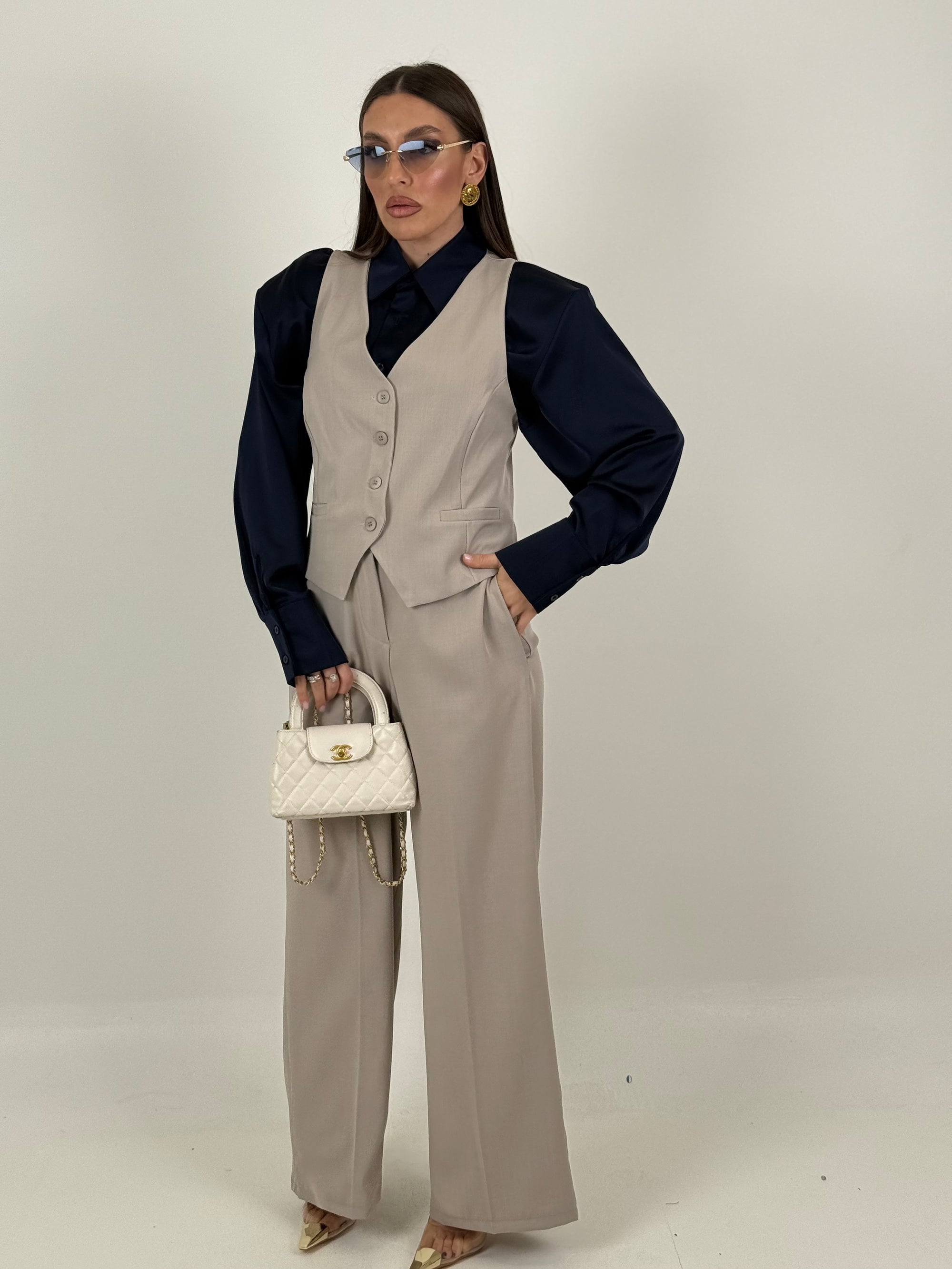 Tailleur LORETTA - Completo gilet e pantalone palazzo
