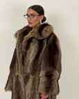Pelliccia in marmotta N55 - cappotto lungo con collo sciallato - top quality