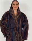 Pelliccia in visone colorazione Demi buff N40 - cappotto lungo in visone con sfumature del marrone