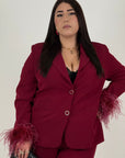 CURVY Tailleur BEATRIZ - Completo giacca con piume e pantalone