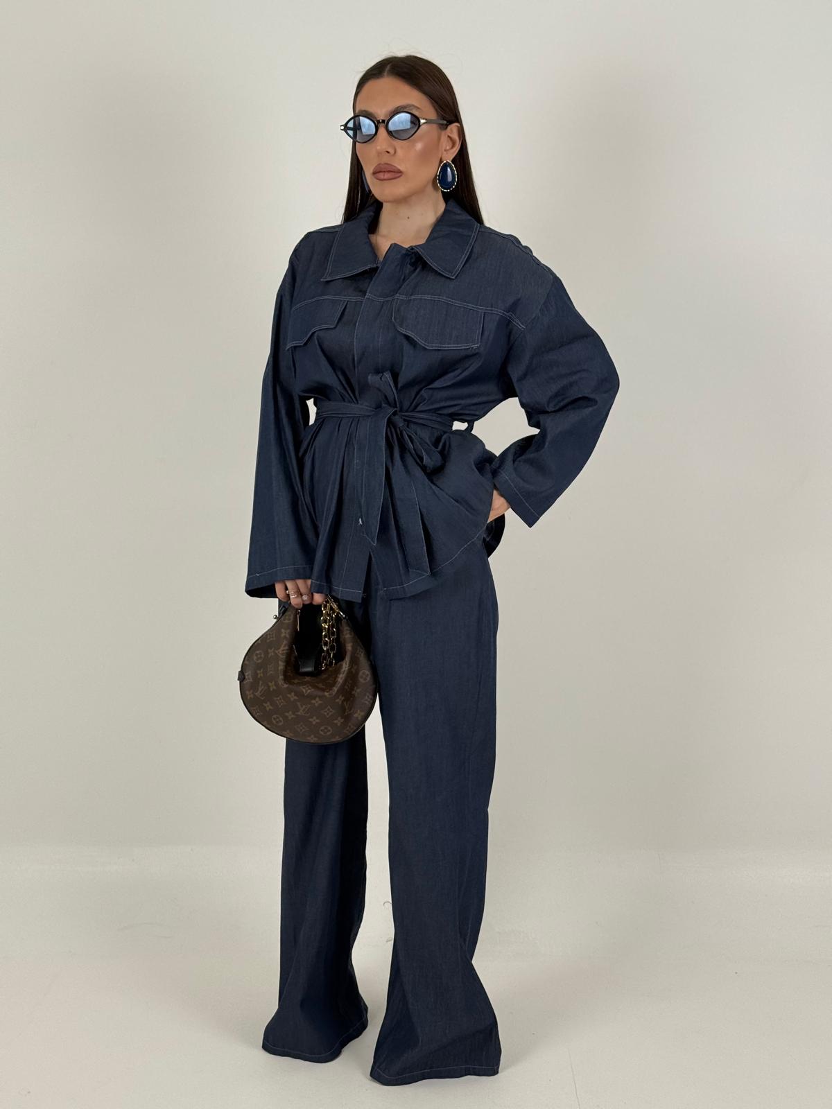 Cordset ALEXA - Completo camicia con cintura e pantalone in jeans