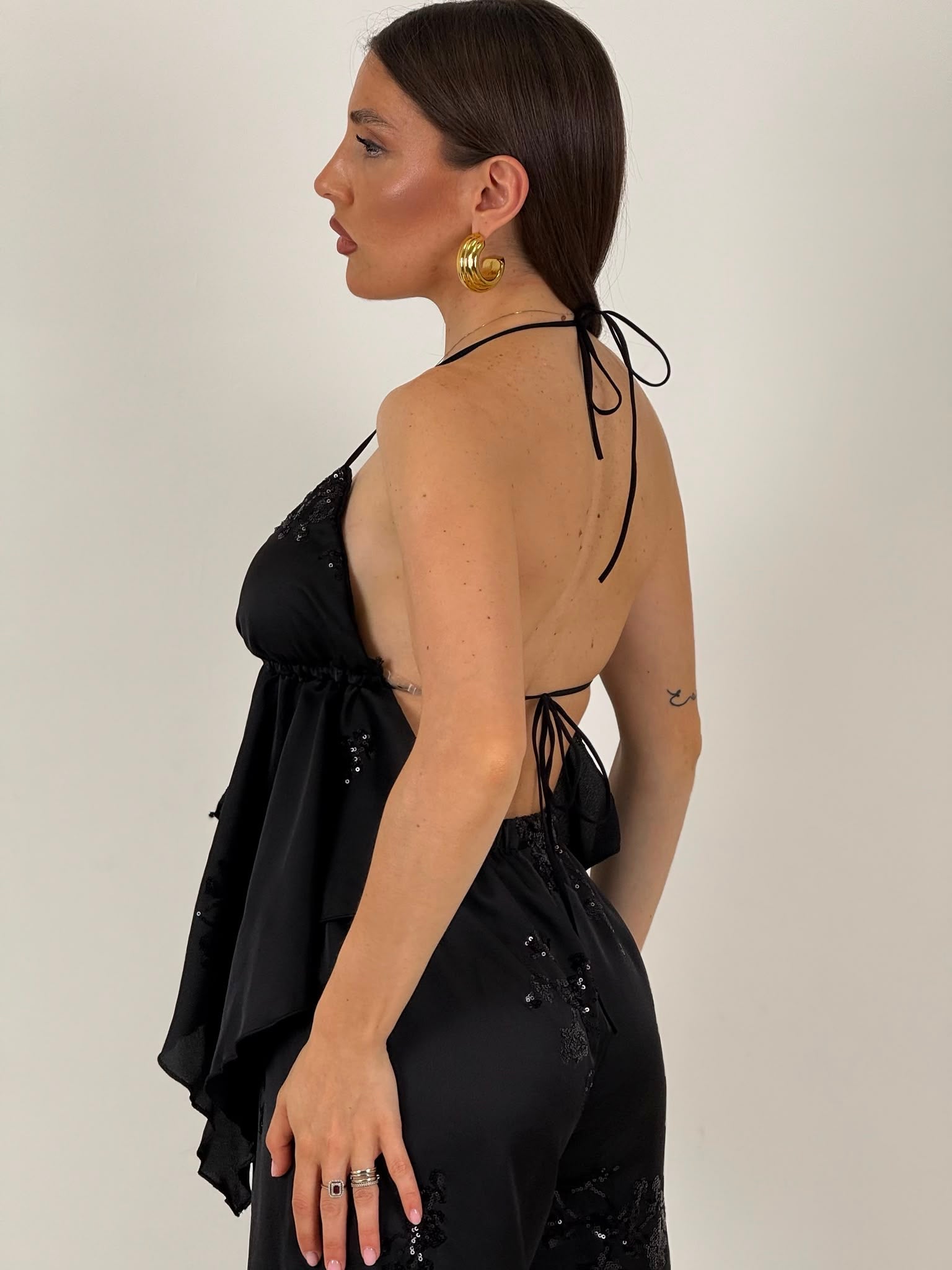 CORDSET MARIA - completo composto da top e pantalone in paillettes