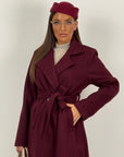 Cappotto autumn - cappotto in panno con collo largo e cintura nel punto vita