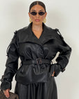 Giacca TOMS - giacca in eco pelle con cintura nel punto vita - top quality ￼