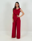 Completo BIANCA - completo top con dettaglio dorato e pantalone palazzo