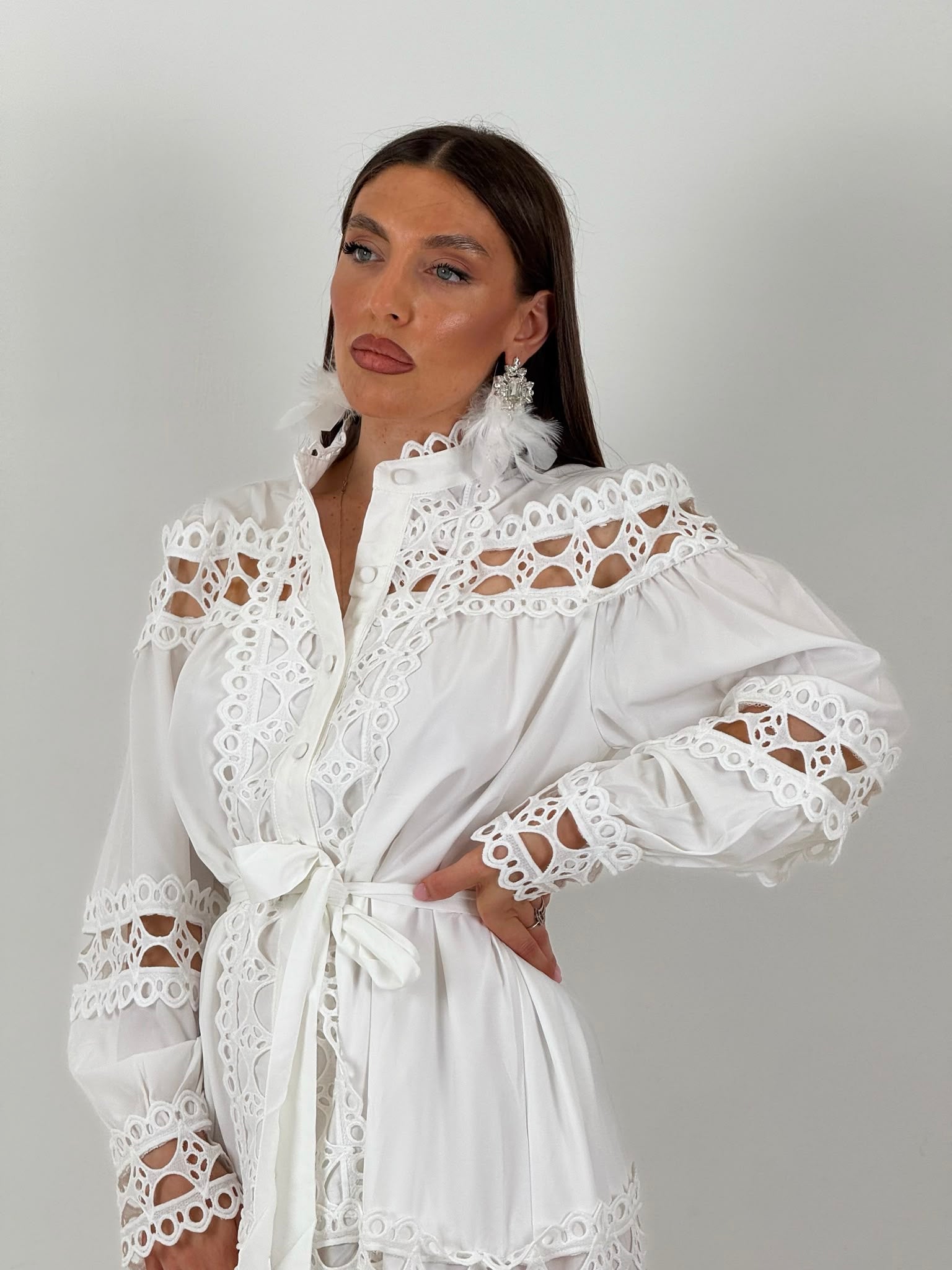 Abito MACARENA - Abito lungo con dettagli in Macramè- collezione chic