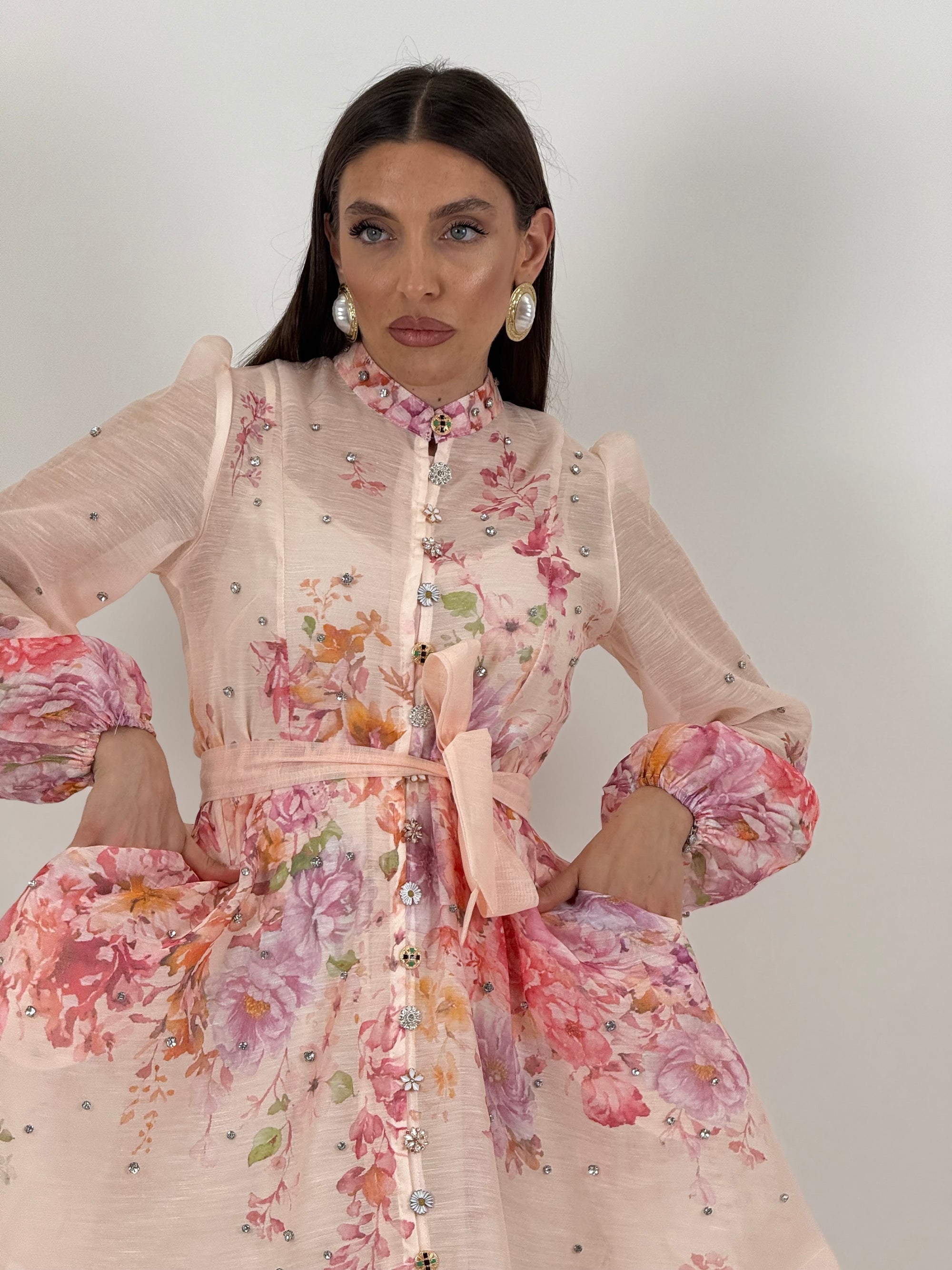 Abito TOSCANA - abito corto fantasia a fiori - abito collezione chic