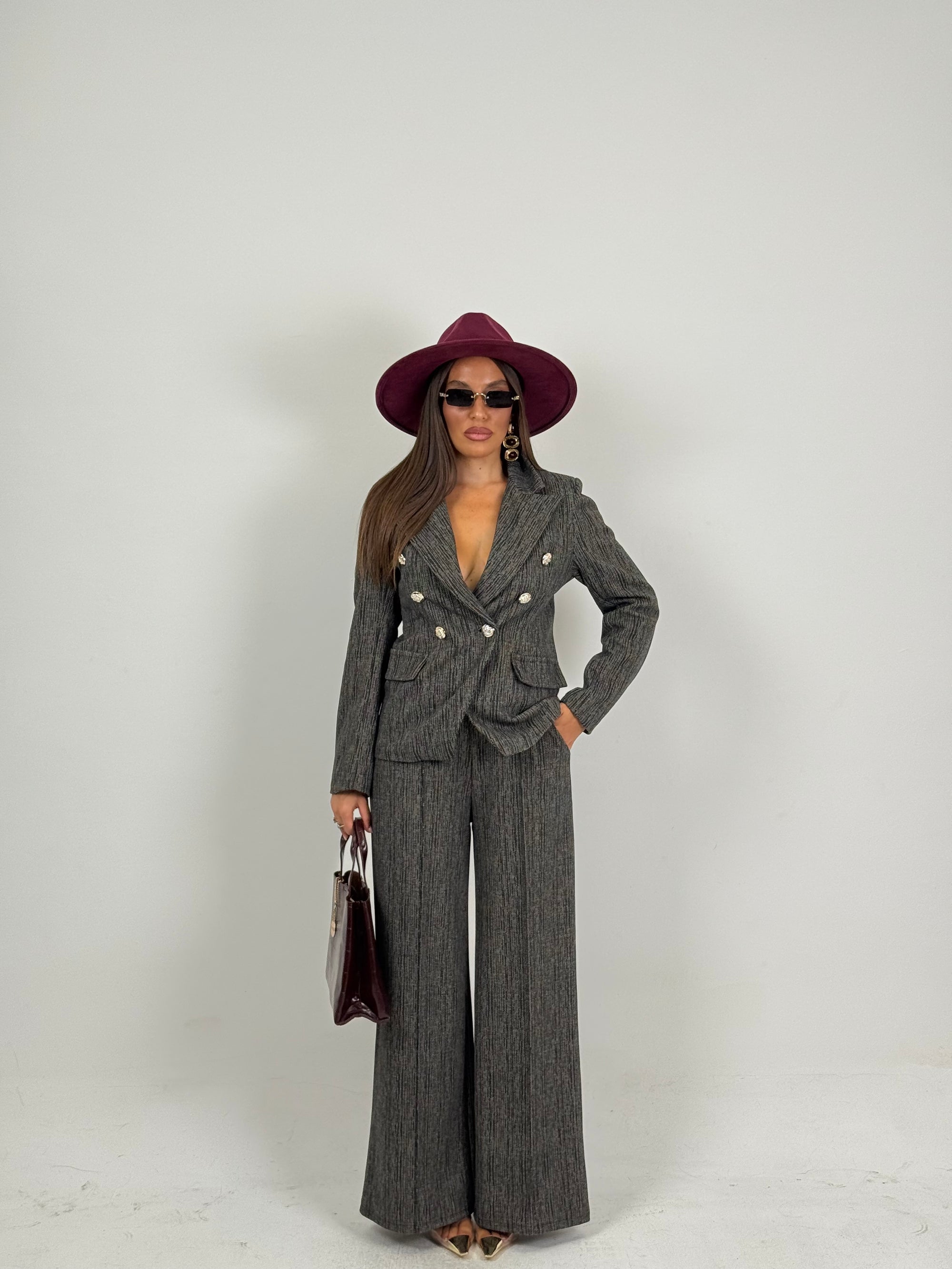 Tailleur Miranda - giacca doppiopetto e pantalone palazzo