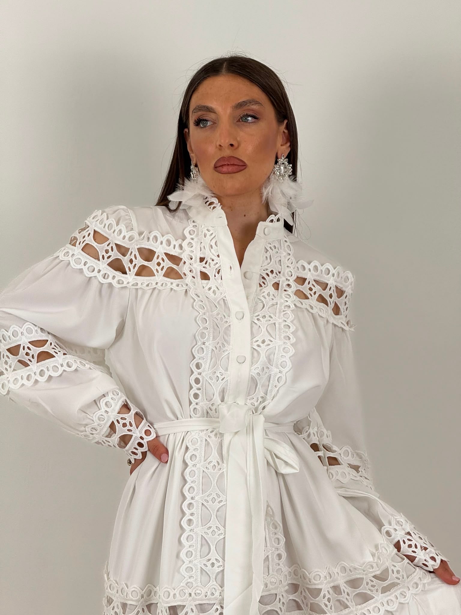 Abito MACARENA - Abito lungo con dettagli in Macramè- collezione chic