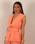 TAILLEUR PESCA - tailleur composto da gilet con cintura e pantalone palazzo