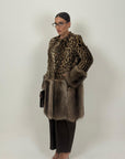 Pelliccia in vero leopardo e marmotta N58 - cappotto lungo in leopardo