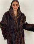 Pelliccia in visone colorazione Demi buff N40 - cappotto lungo in visone con sfumature del marrone