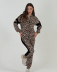 Tuta LEOPARDO - Tuta leopardata con pantalone a palazzo con brillantini