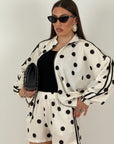 Cordset BALL - Completo giacca con zip e pantaloncino a pois