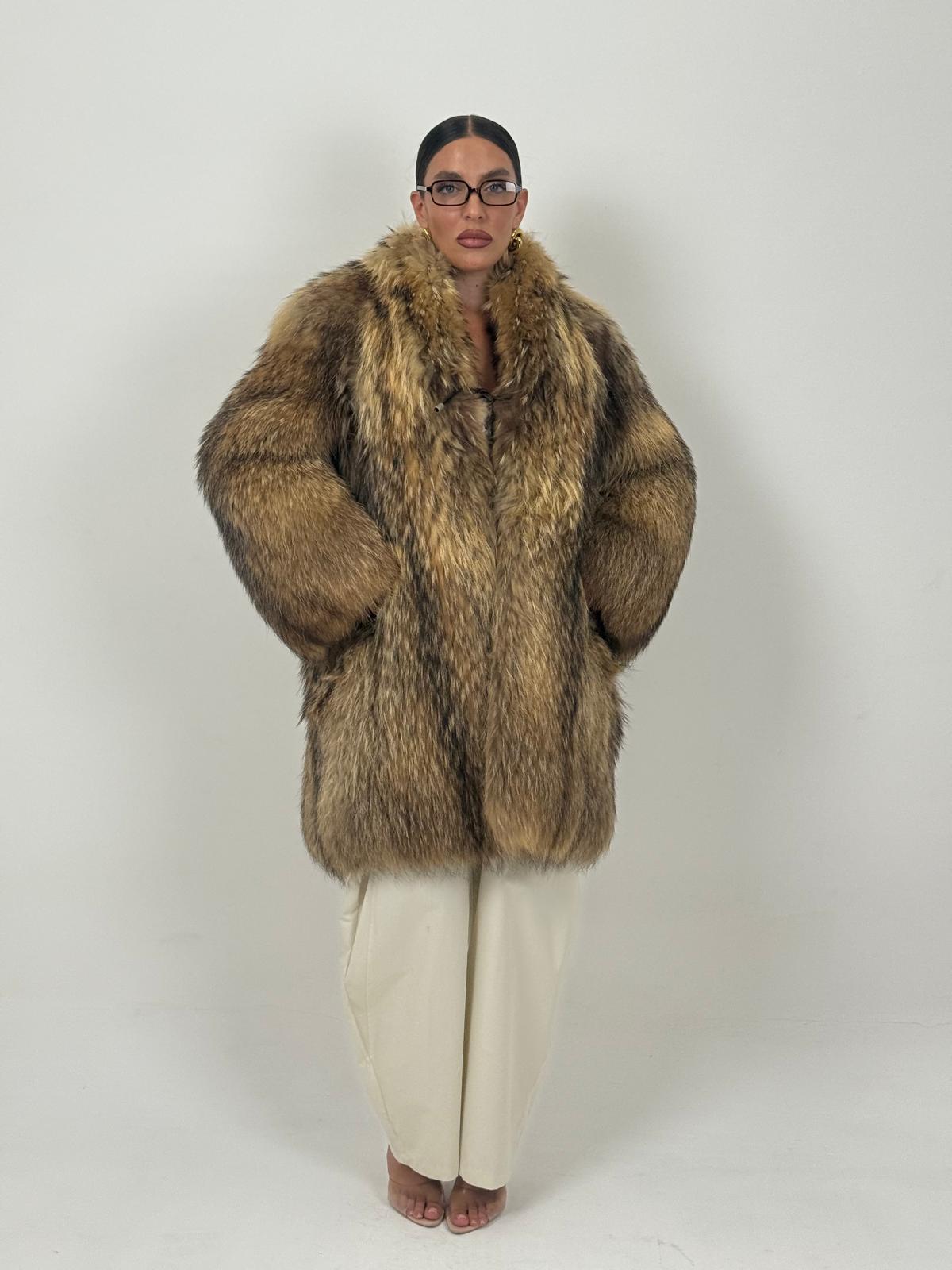 Pelliccia in murmasky n48 - cappotto lungo con chiusura con alamari