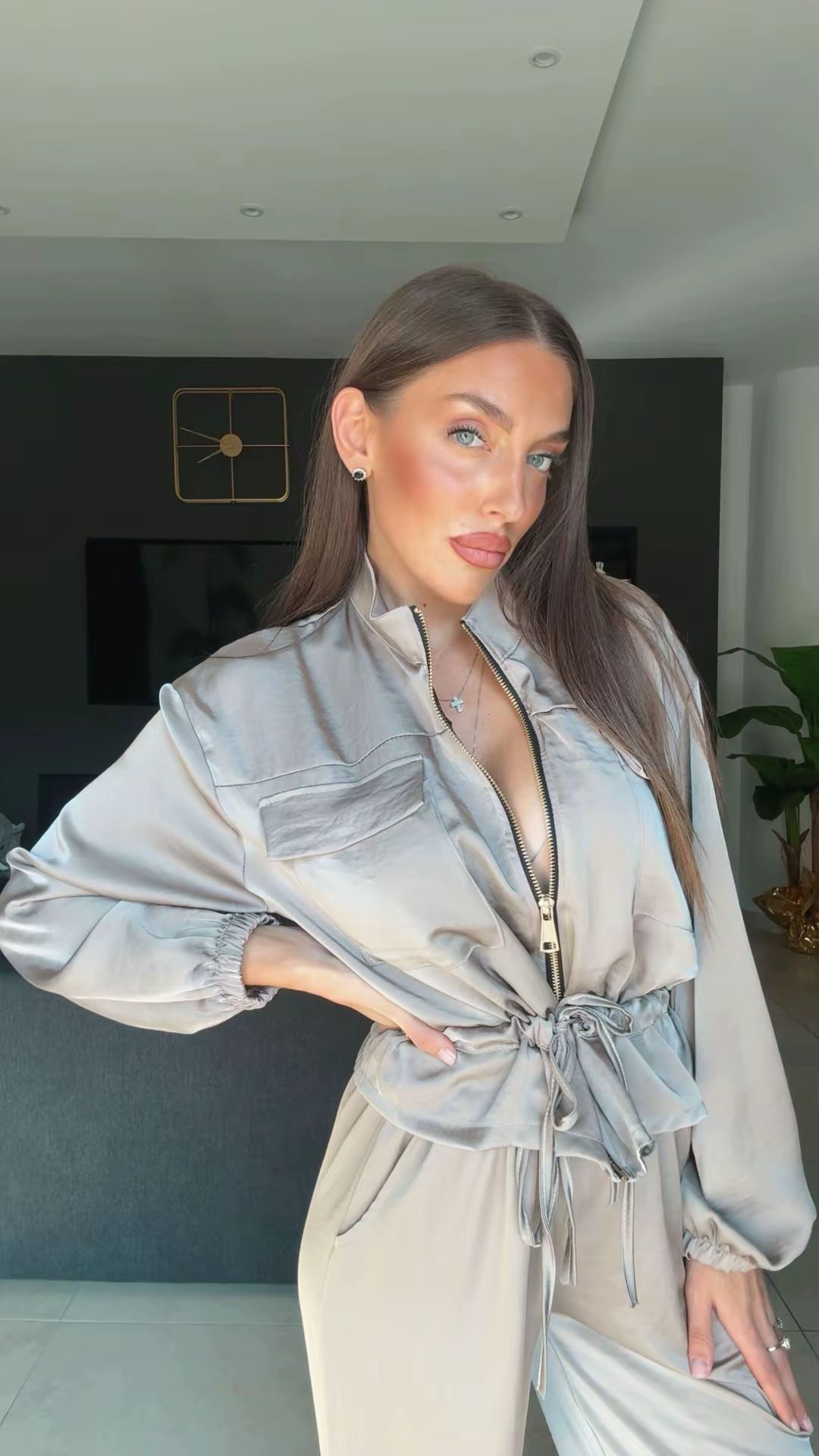 Cordset FEDE - Completo composto da pantalone Palazzo e felpa con Rouge finale, laccetto regolabile nel punto vita