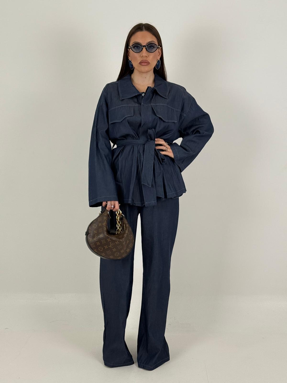 Cordset ALEXA - Completo camicia con cintura e pantalone in jeans