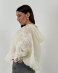Giacca in organza con dettagli in pizzo