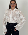 Camicia JEANNE - camicia con decoro in pizzo e manica a campana