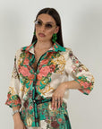 Cordset FIORE - completo composto da camicia e pantalone palazzo a fantasia