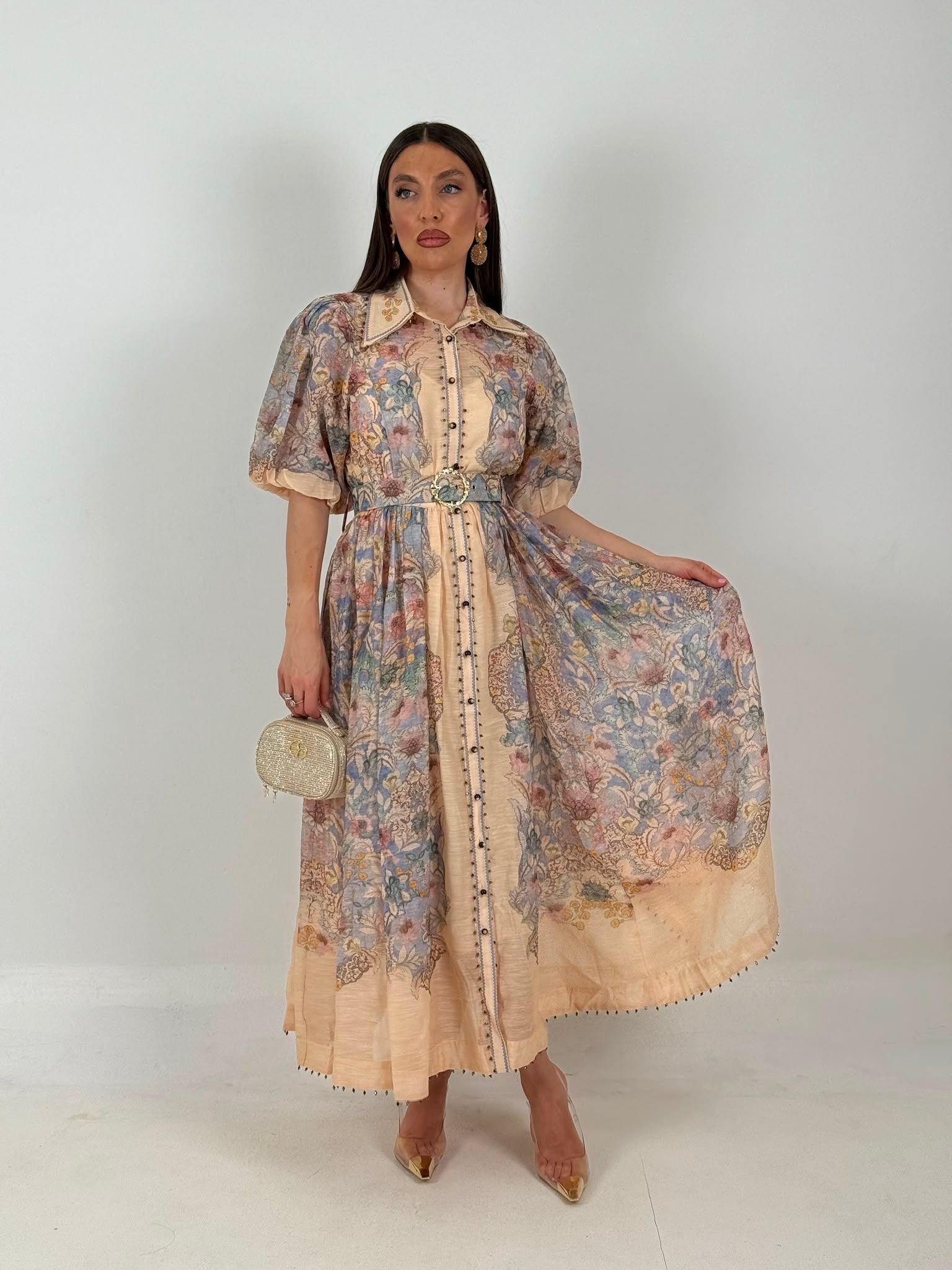 Abito ROME - abito lungo con bottoni particolari e cintura COLLEZIONE CHIC
