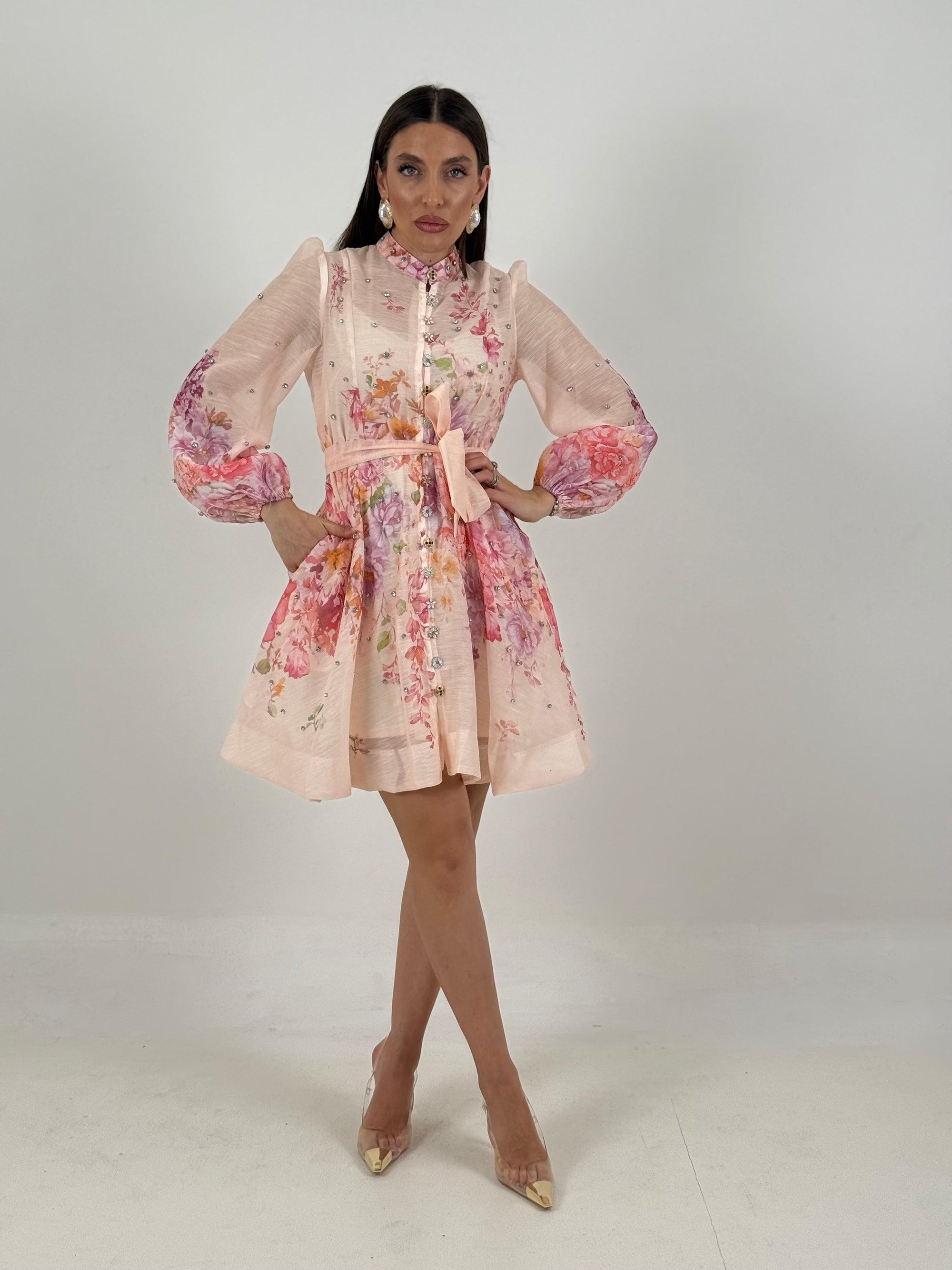 Abito TOSCANA - abito corto fantasia a fiori - abito collezione chic
