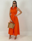 Abito ORANGE - abito longuette con cintura in vita