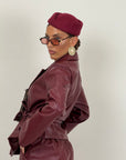 Tailleur PELLE - giacca con fiocco in vita e pantaloni palazzo