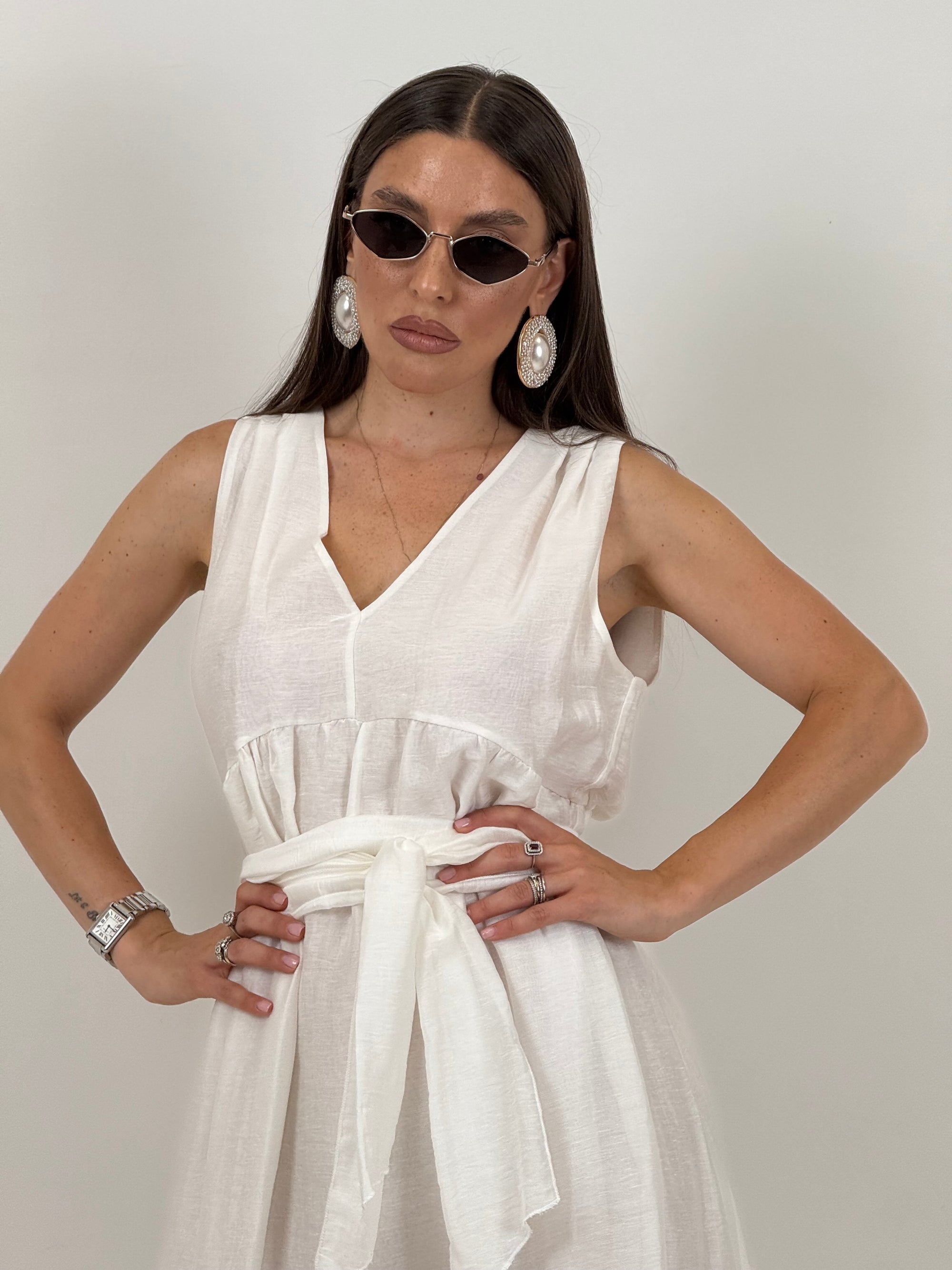 Abito IMMAGINATION - abito lungo in organza con cintura in vita
