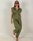Cordset SOLE - completo composto da blusa con zip e pantalone ballon LOW - COST