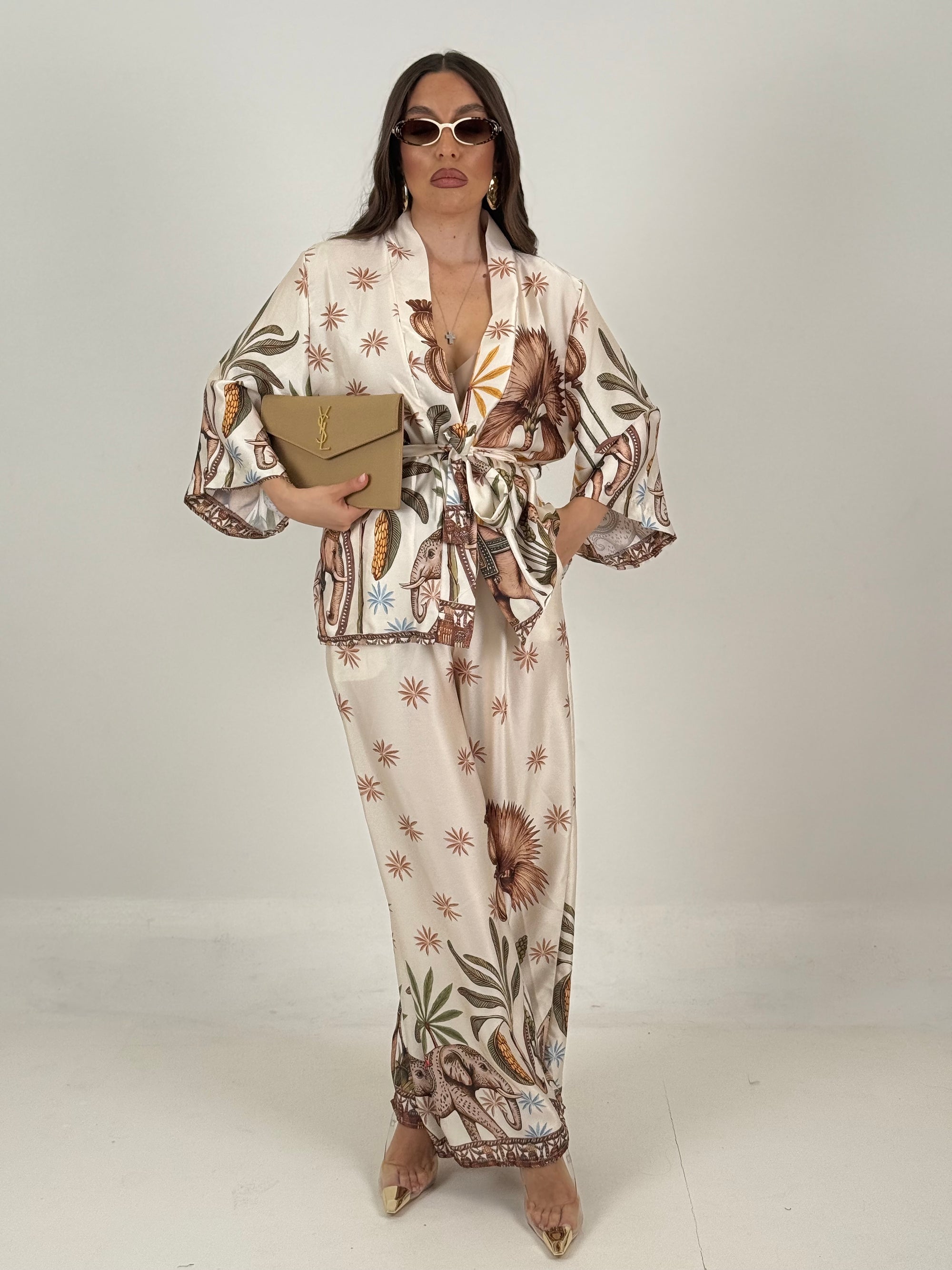 Tailleur kimono CIRCUS - io a casa dell’hockey Monaco e pantalone, palazzo effetto seta
