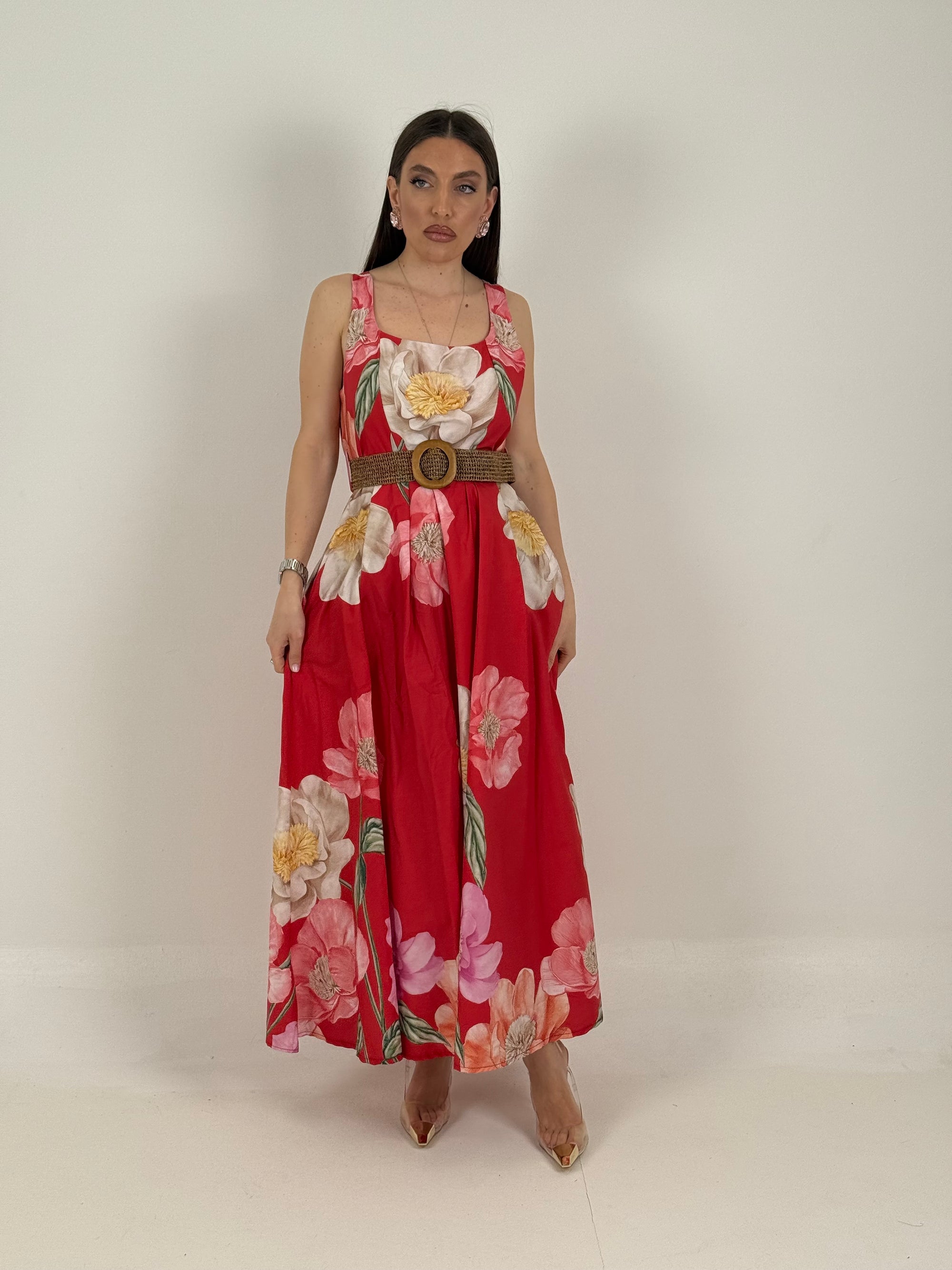 Abito follow - abito longuette in cotone fantasia fiori - collezione chic