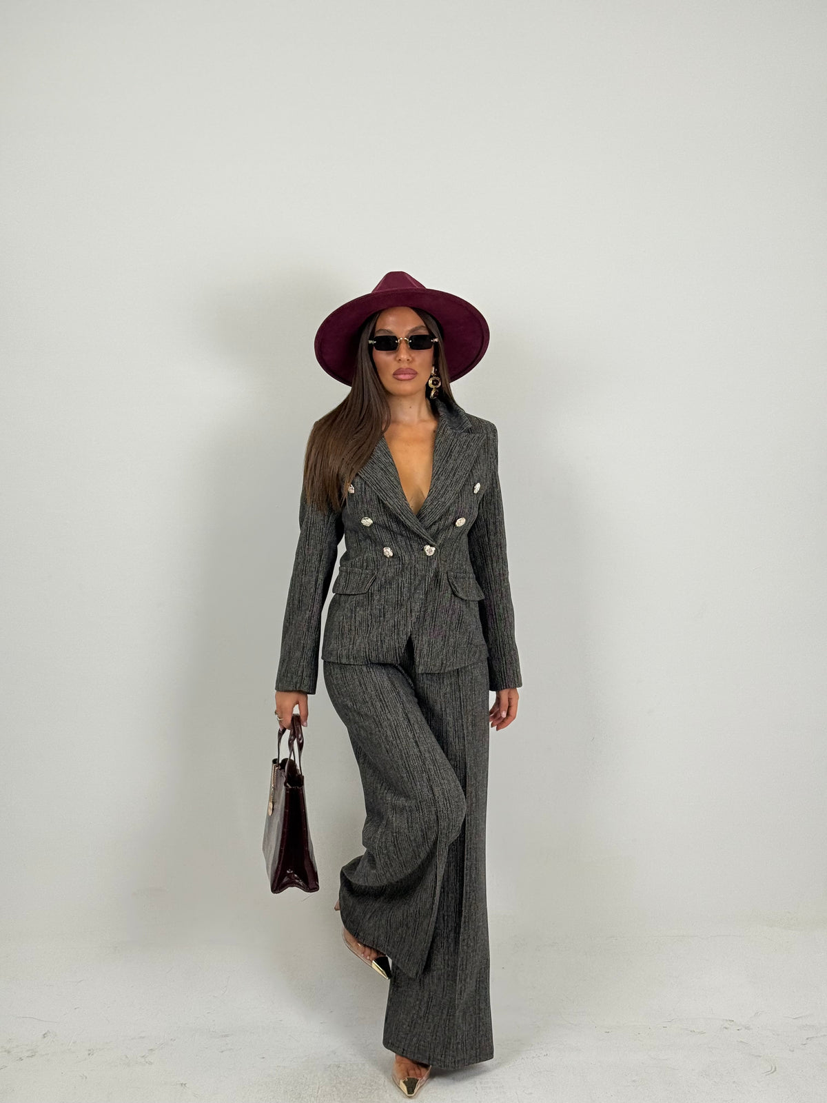 Tailleur Miranda - giacca doppiopetto e pantalone palazzo