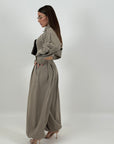 Cordset CAMILE - completo 3 pelli pantaloni ballon top corto e giacca corta