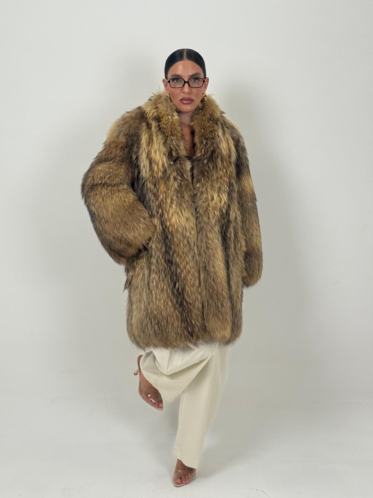 Pelliccia in murmasky n48 - cappotto lungo con chiusura con alamari