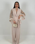Tailleur PIPPI - Completo giacca con cintura e manica in pizzo e pantalone palazzo  - Tailleur sartoriale