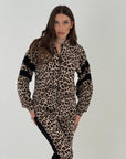 Tuta LEOPARDO - Tuta leopardata con pantalone a palazzo con brillantini