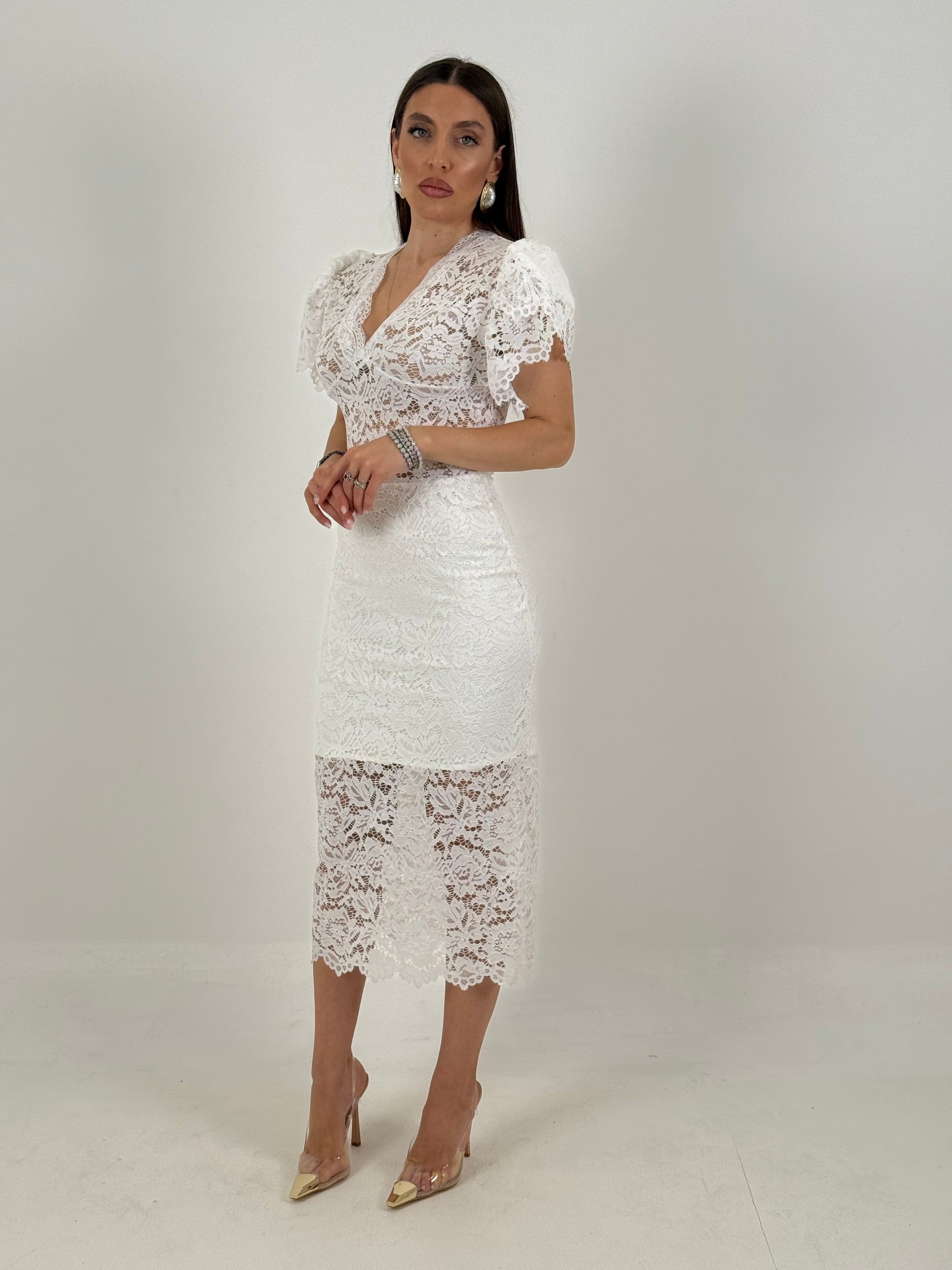 Abito AMBER - abito longuette in pizzo - tessuto elastico - COLLEZIONE CHIC