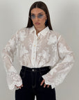 Camicia JEANNE - camicia con decoro in pizzo e manica a campana