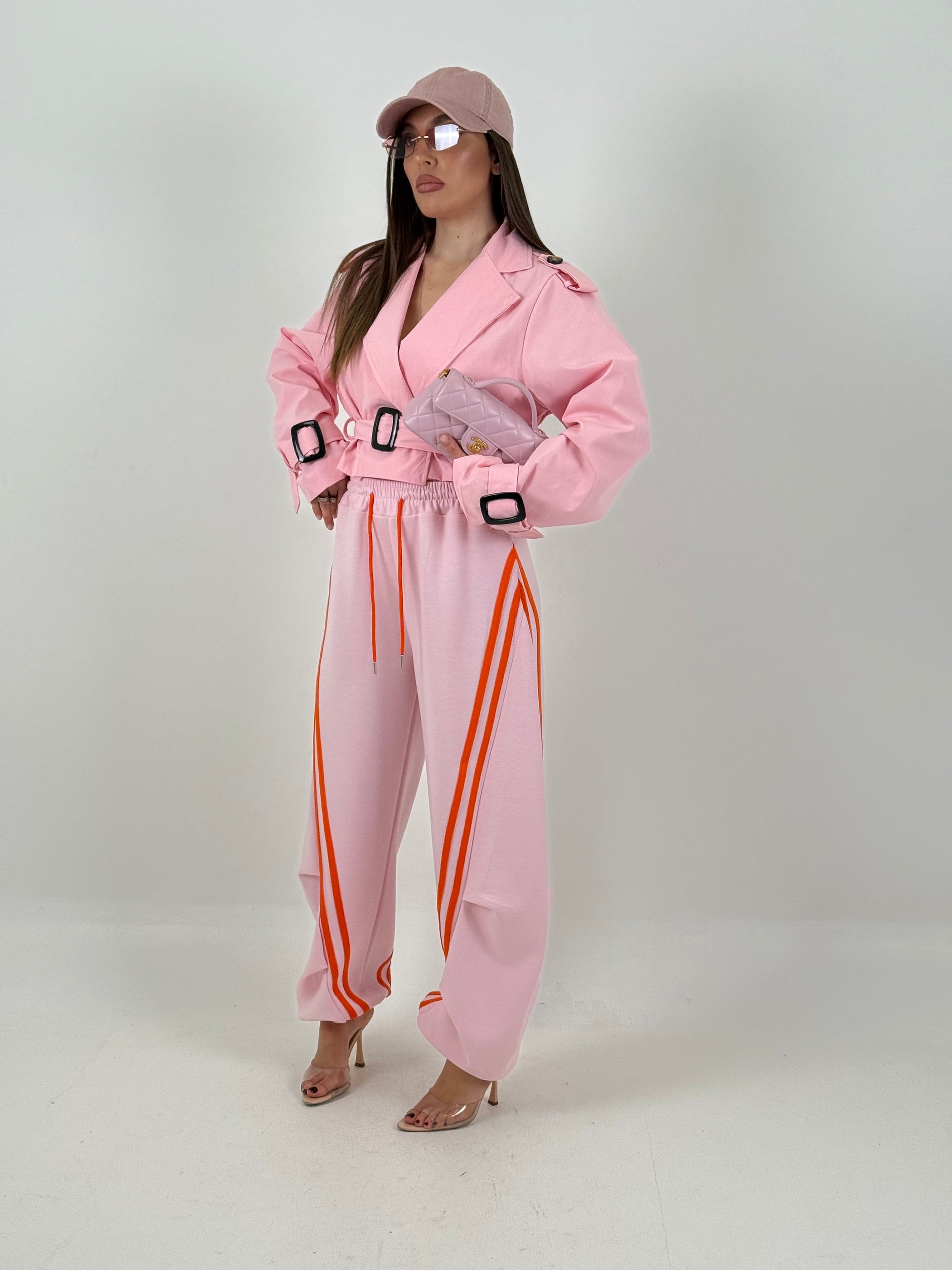 SALDO Pantalone ballon con riga laterale a contrasto