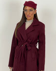 Cappotto autumn - cappotto in panno con collo largo e cintura nel punto vita