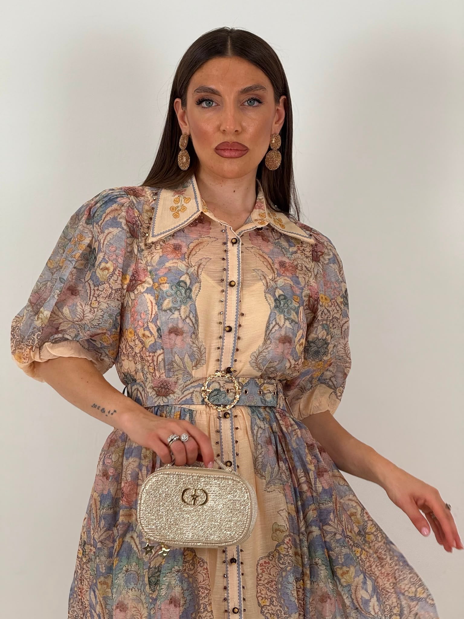 Abito ROME - abito lungo con bottoni particolari e cintura COLLEZIONE CHIC