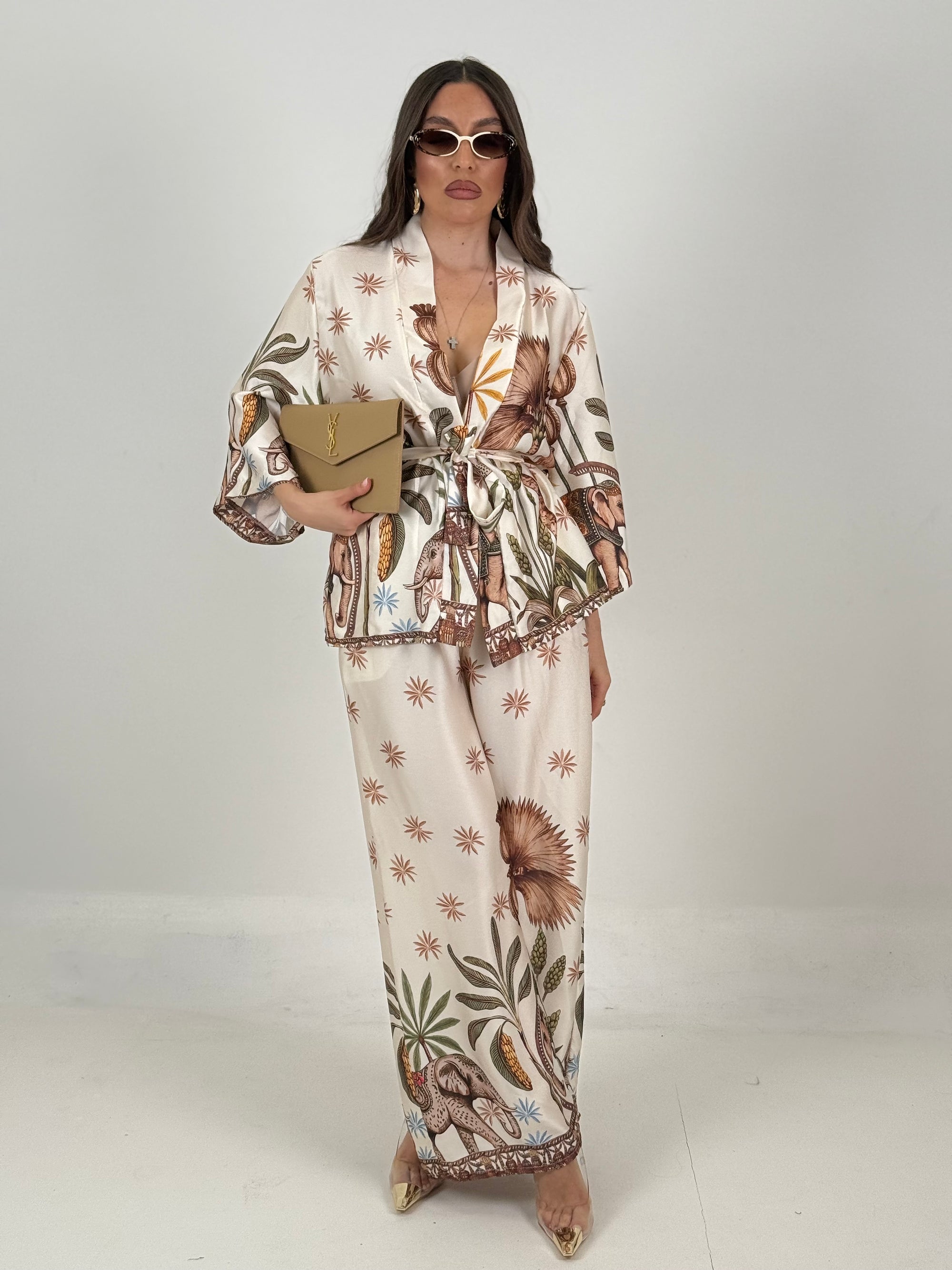 Tailleur kimono CIRCUS - io a casa dell’hockey Monaco e pantalone, palazzo effetto seta