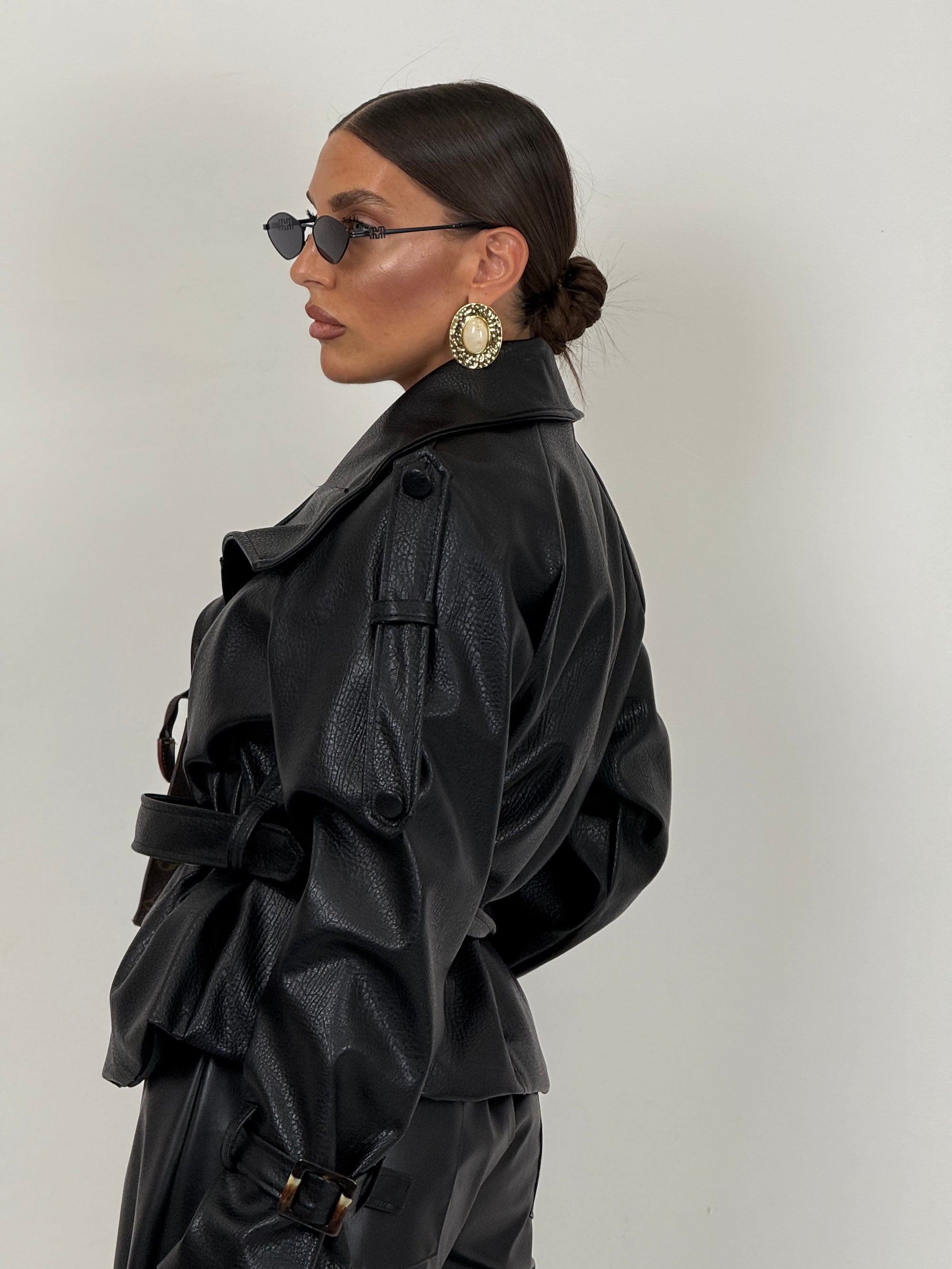 Giacca TOMS - giacca in eco pelle con cintura nel punto vita - top quality ￼