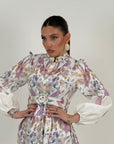 Abito MELLOR. - abito lungo fantasia a fiori con Cintura nel punto Vita - collezione chic
