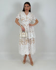 Abito BALZA - abito longuette in pizzo con bottoni gioiello - collezione chic
