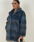 Pelliccia in visone blu N49 - cappotto in visone blu - taglio orizzontale- top quality - NUOVO